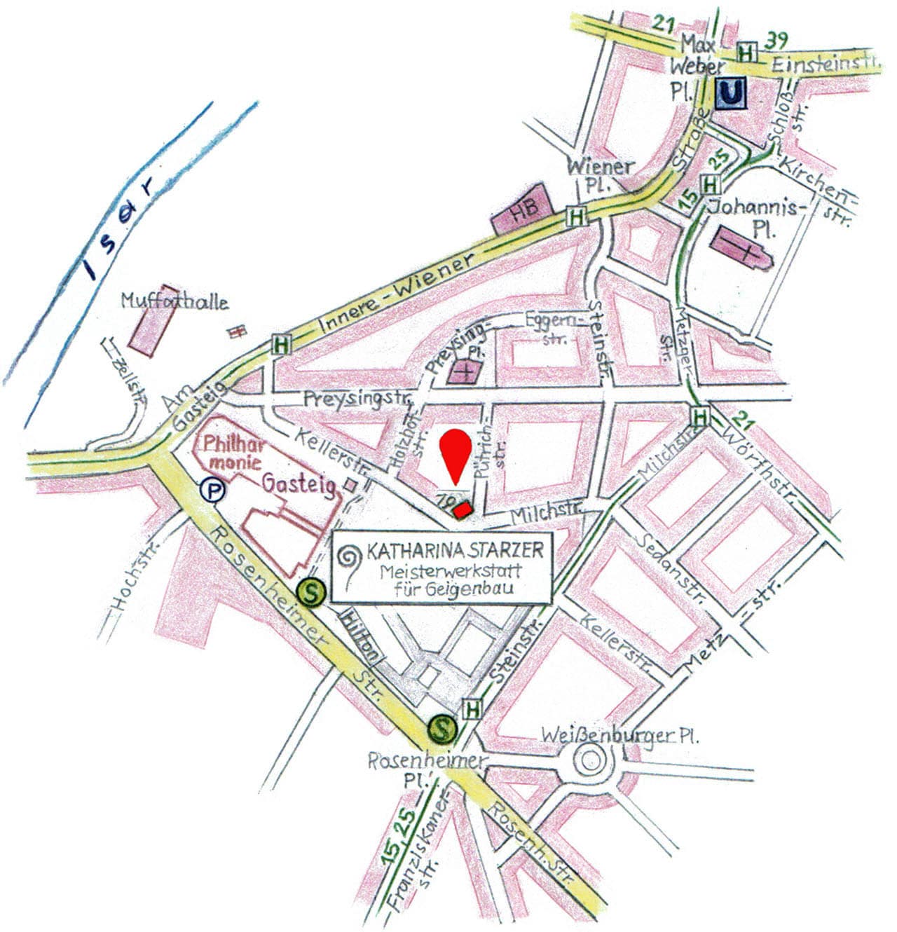Katharina Starzer - Geigenbau - München: Stadtplan